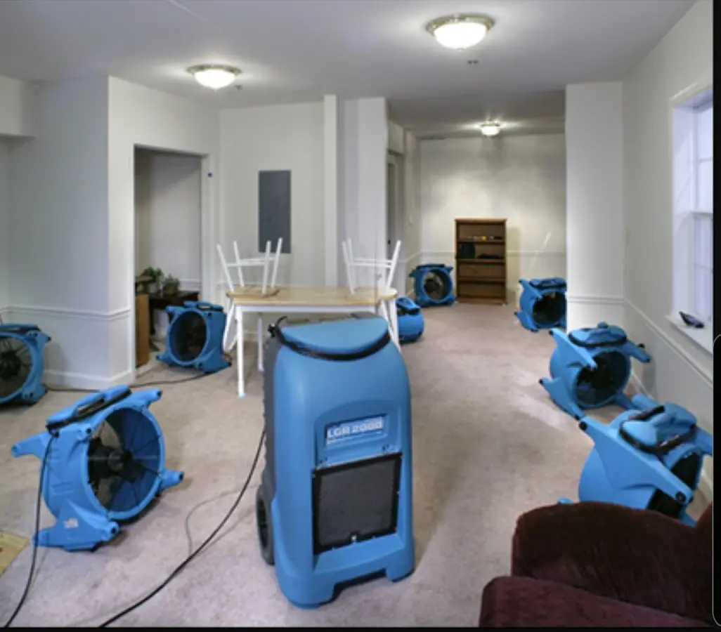 Air movers and dehumidifier setup for Water Extraction & Removal in Whitfield